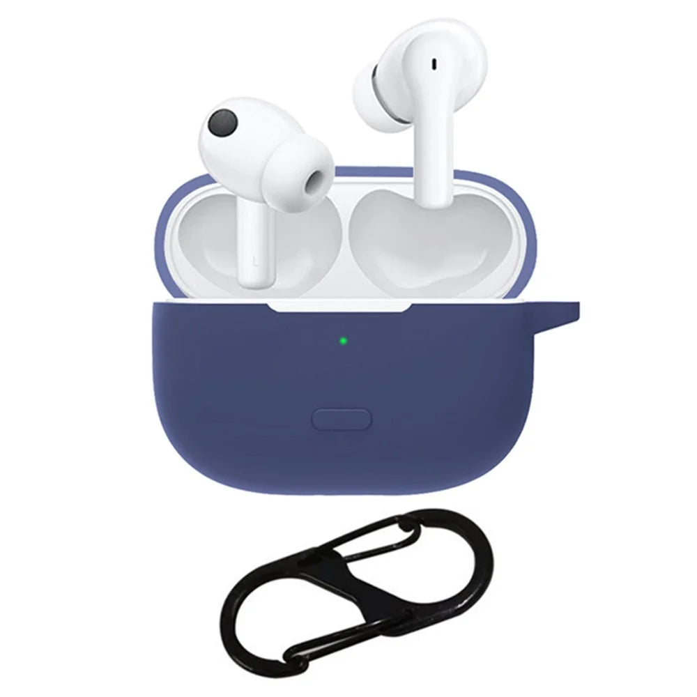 For vivo TWS 2 / 2e Bluetooth-compatible Earphone Silicone Protective Cover with Anti-lost Buckle - Dark Blue - 1