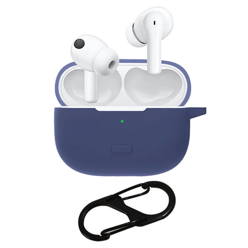 For vivo TWS 2 / 2e Bluetooth-compatible Earphone Silicone Protective Cover with Anti-lost Buckle - Dark Blue - 1