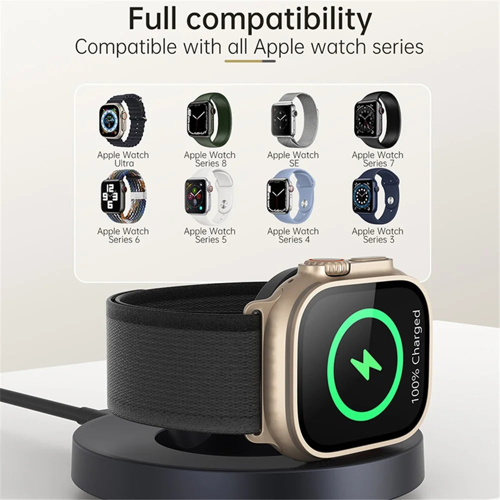 V17A Charging Stand for Apple Watch Ultra / Series 8 7 SE 6 5 4 3 2 / Watch Nike , Vertical Magnetic Wireless Foldable Watch Charger with Charging Cord - 5