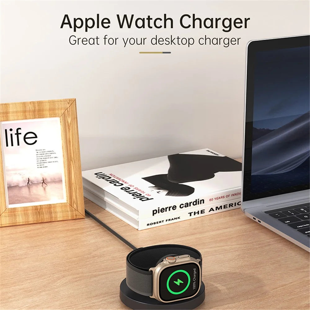 V17A Charging Stand for Apple Watch Ultra / Series 8 7 SE 6 5 4 3 2 / Watch Nike , Vertical Magnetic Wireless Foldable Watch Charger with Charging Cord - 6