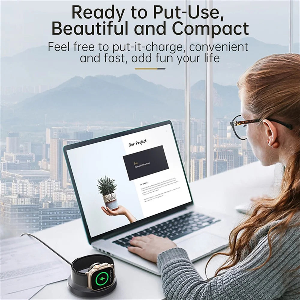 V17A Charging Stand for Apple Watch Ultra / Series 8 7 SE 6 5 4 3 2 / Watch Nike , Vertical Magnetic Wireless Foldable Watch Charger with Charging Cord - 7
