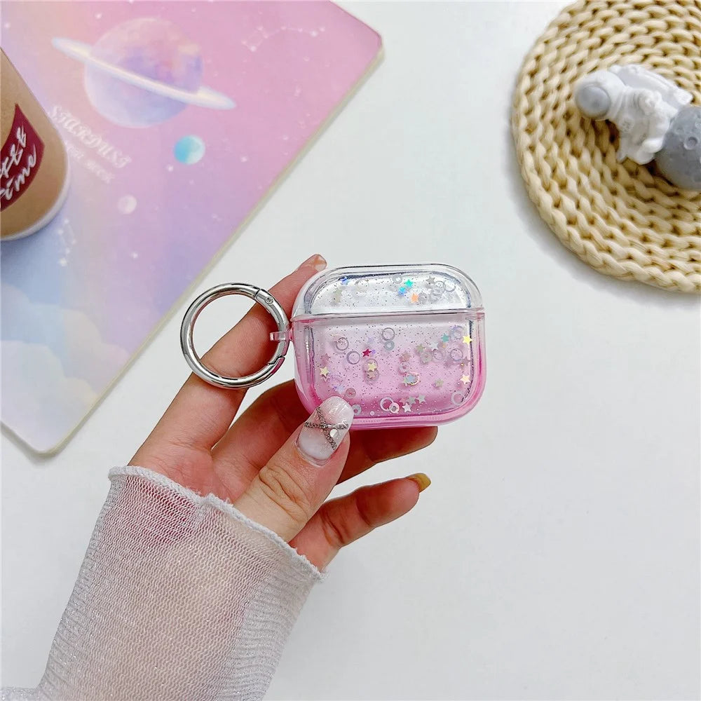 For Apple AirPods 3 Bluetooth-compatible Earphone PC Protective Cover Cute Glitter Anti-drop Case - Rose - 2