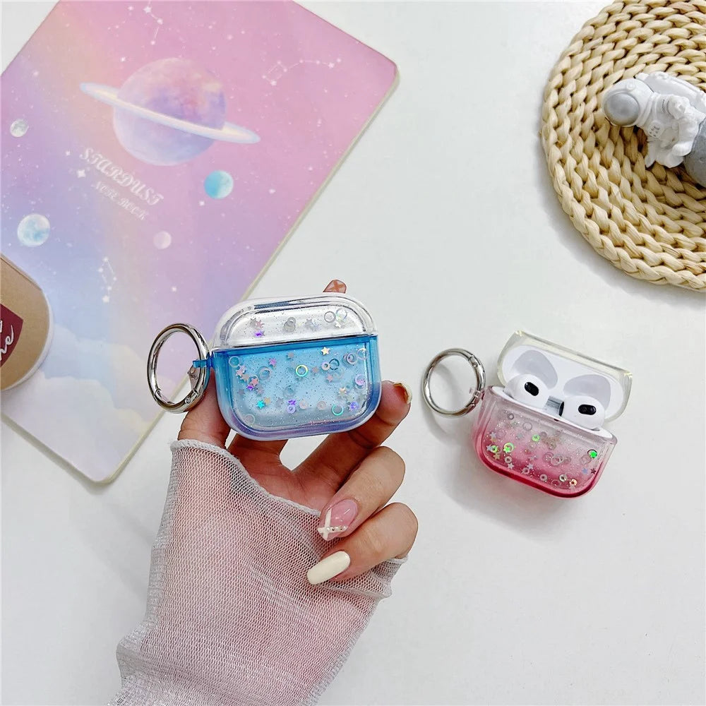 For Apple AirPods 3 Bluetooth-compatible Earphone PC Protective Cover Cute Glitter Anti-drop Case - Rose - 5