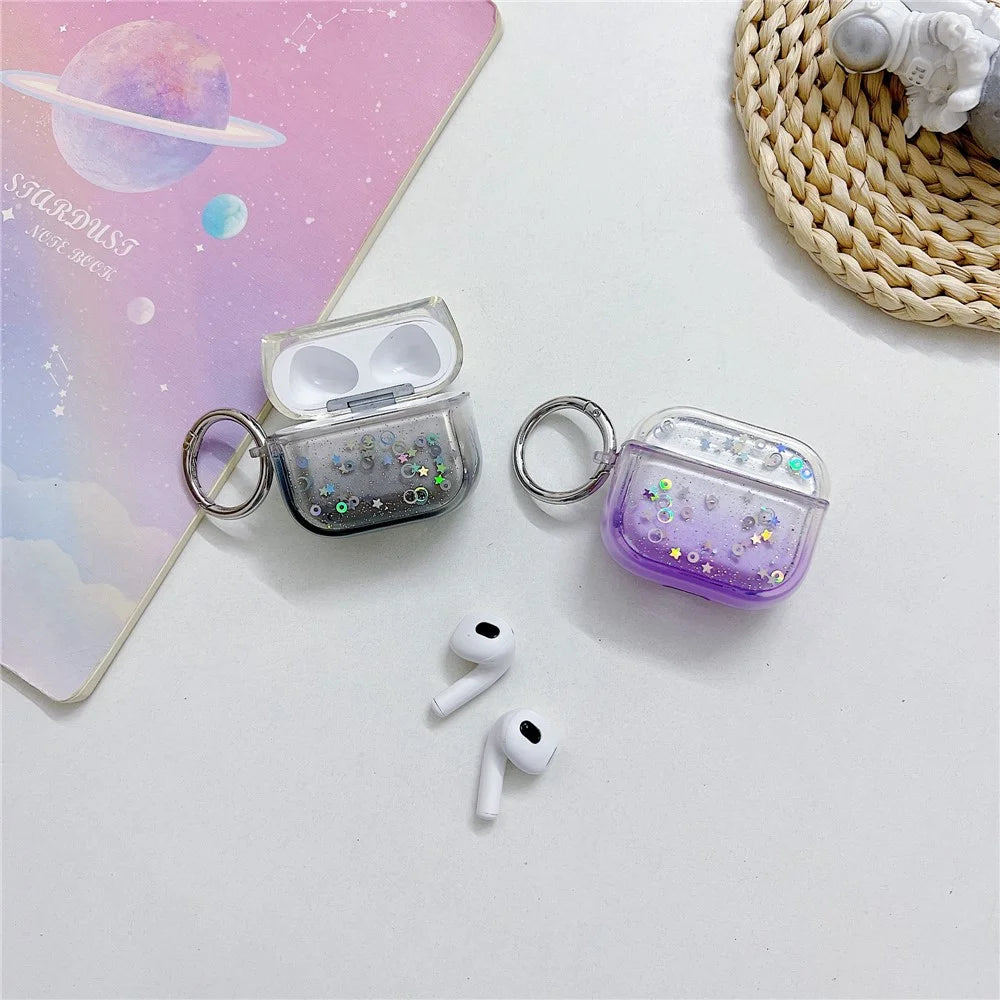 For Apple AirPods 3 Bluetooth-compatible Earphone PC Protective Cover Cute Glitter Anti-drop Case - Rose - 6