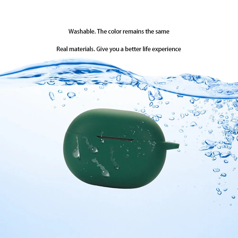 For SoundPEATS Engine 4 Headphone Anti-dust Sleeve Silicone Cover with Anti-lost Buckle - Blackish Green - 3