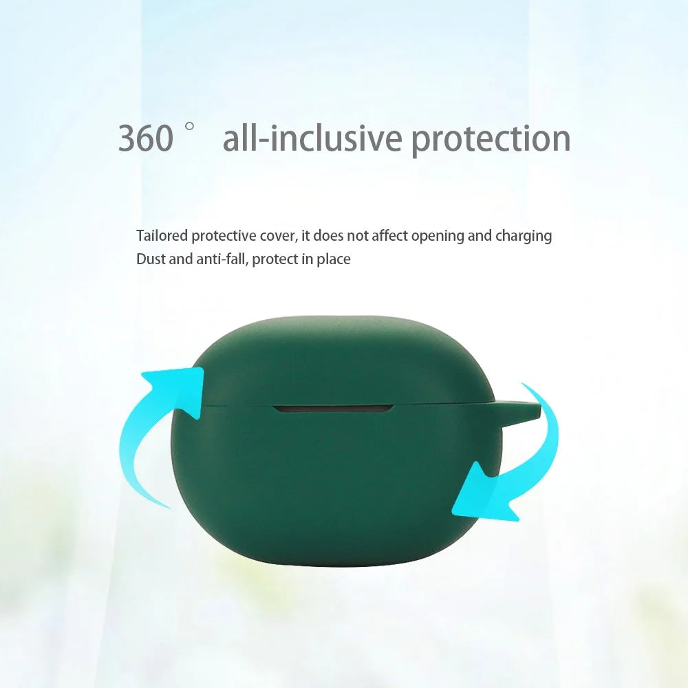 For SoundPEATS Engine 4 Headphone Anti-dust Sleeve Silicone Cover with Anti-lost Buckle - Blackish Green - 4
