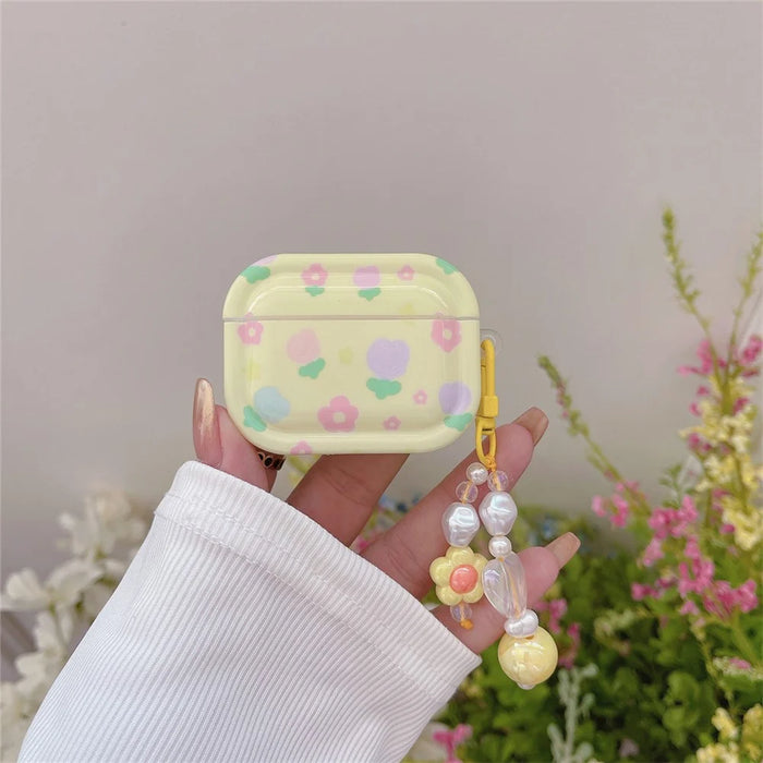 For Apple AirPods 3 Flower Pattern IMD Earphone TPU Case Protective Earbud Cover with Pendant - 5