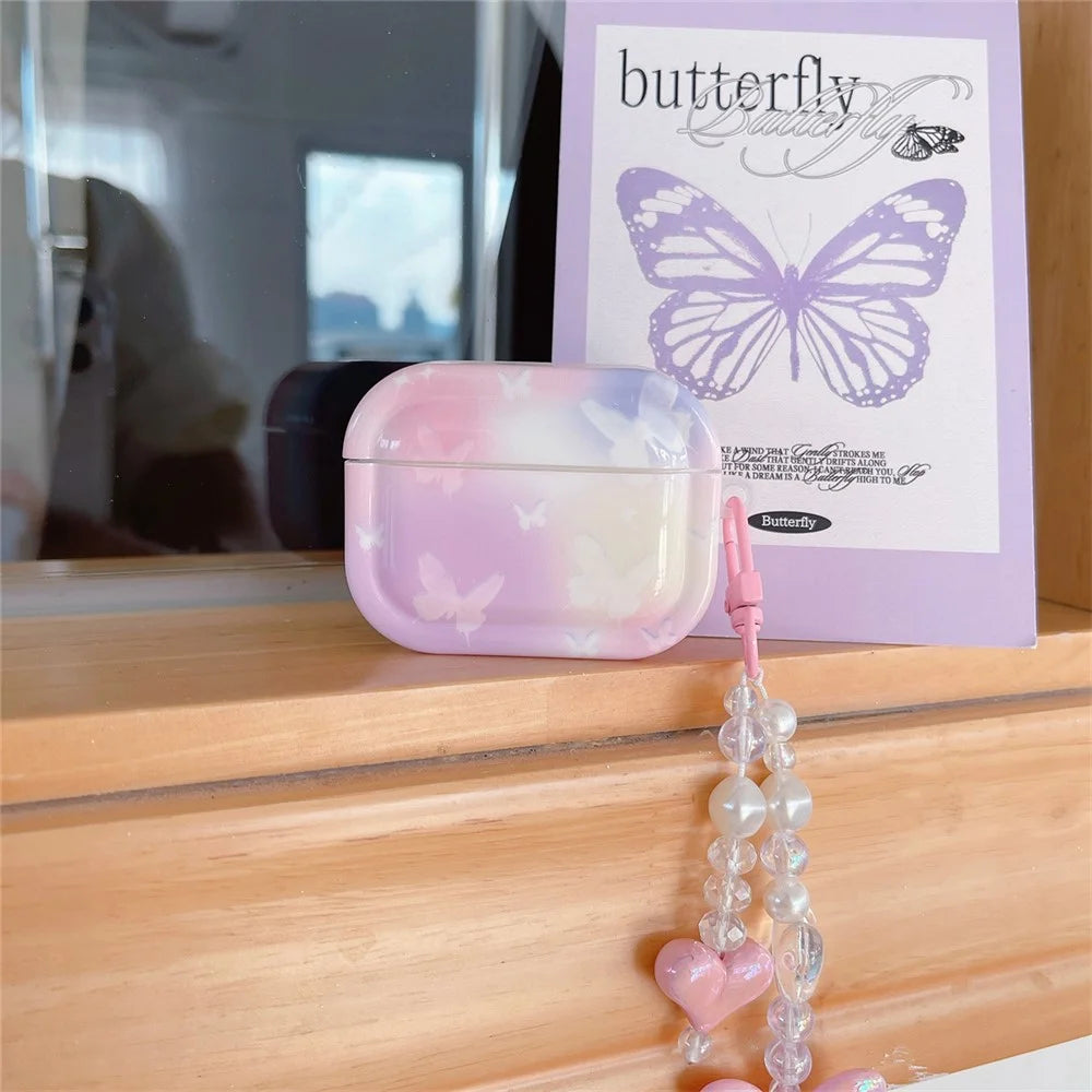 For Apple AirPods 3 Earphone Case Butterfly Pattern IMD Earbud TPU Cover with Pendant - 2