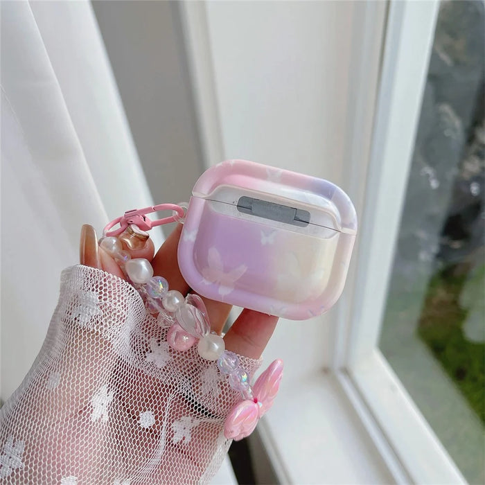 For Apple AirPods Pro Butterfly Pattern Earphone Case Bluetooth-compatible Earbud IMD TPU Cover with Pendant - 6