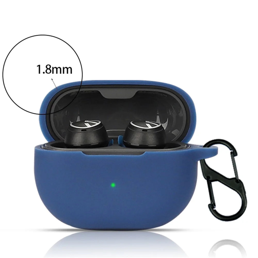 For SoundPEATS Mini Pro HS Bluetooth-compatible Earphone Soft Silicone Anti-drop Cover with Anti-lost Buckle - Dark Blue - 3