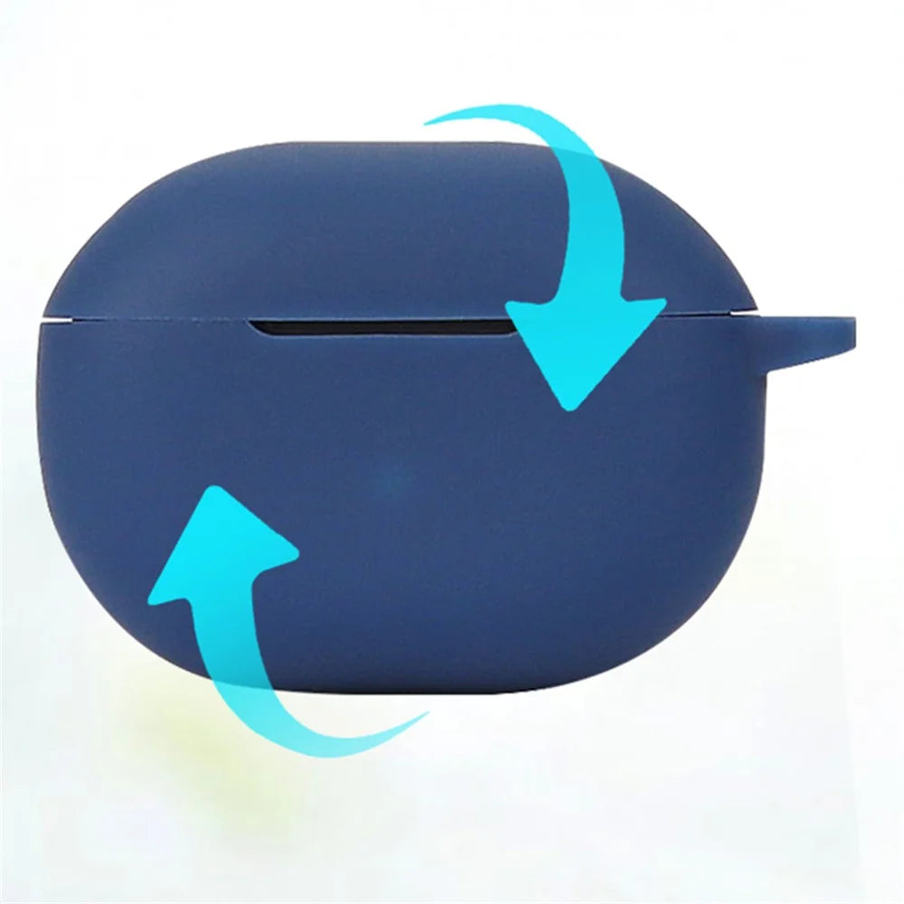 For SoundPEATS Mini Pro HS Bluetooth-compatible Earphone Soft Silicone Anti-drop Cover with Anti-lost Buckle - Dark Blue - 4