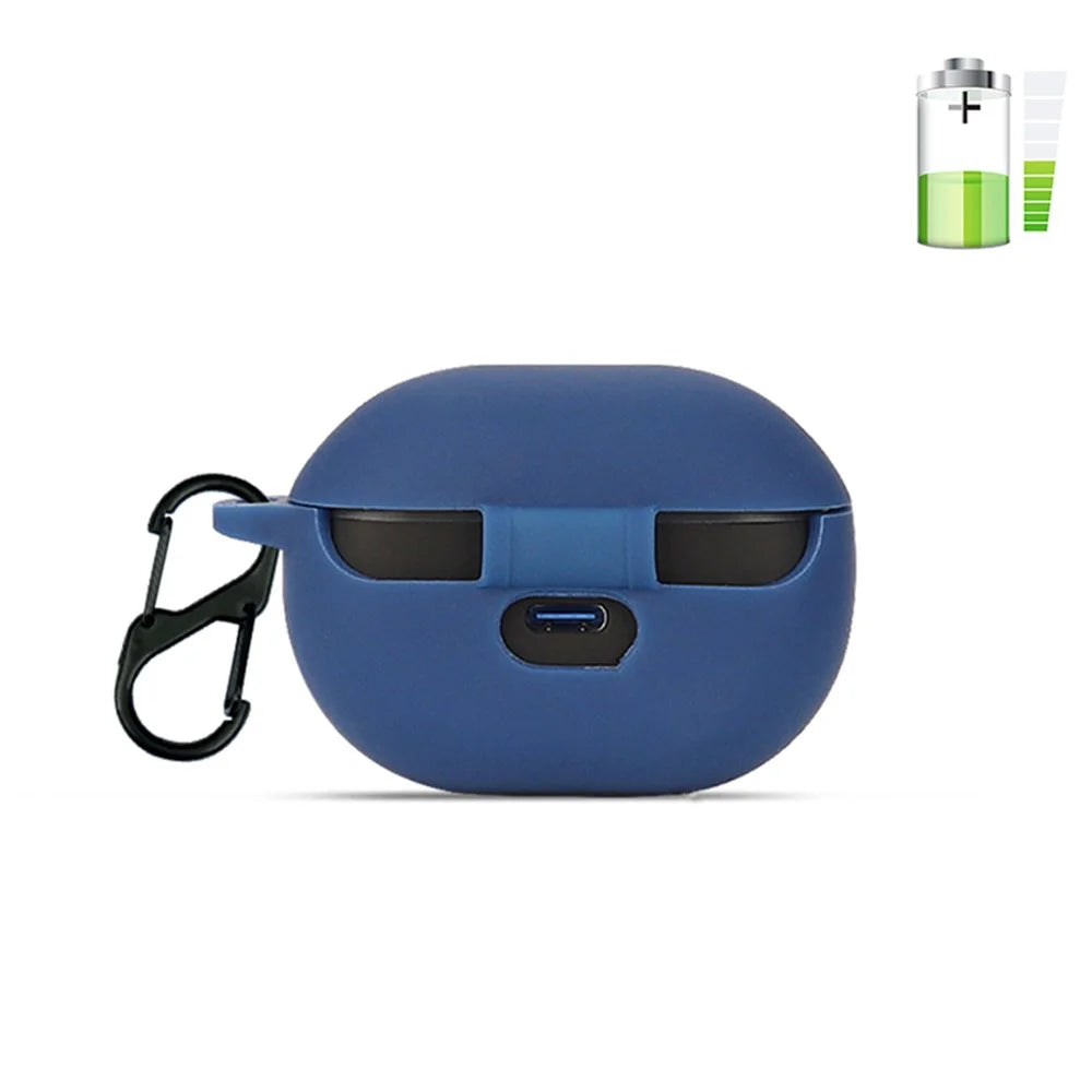 For SoundPEATS Mini Pro HS Bluetooth-compatible Earphone Soft Silicone Anti-drop Cover with Anti-lost Buckle - Dark Blue - 5