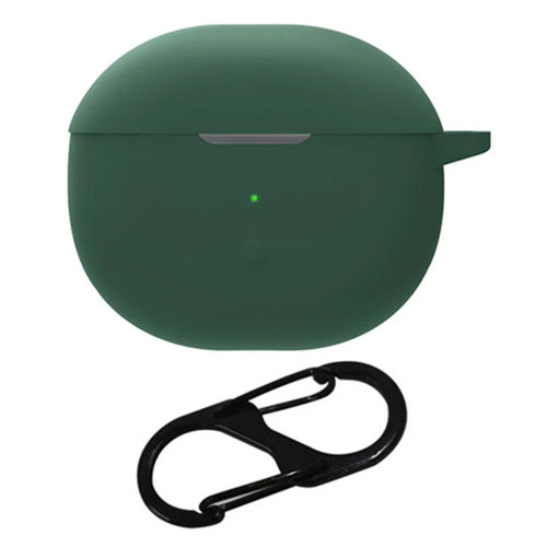 For SoundPEATS Air3-Deluxe Bluetooth-compatible Earphone Silicone Case Anti-scratch Cover with Anti-lost Buckle - Blackish Green - 1