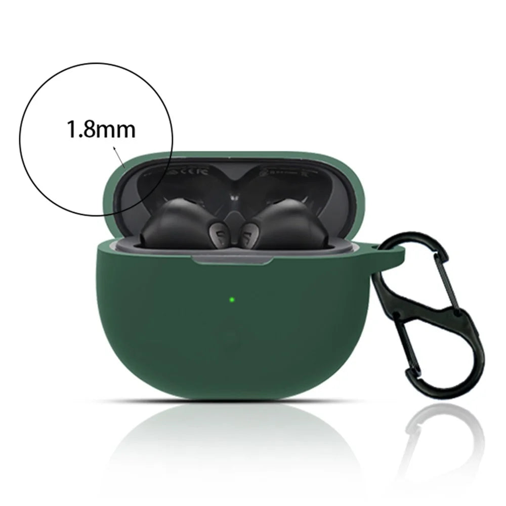 For SoundPEATS Air3-Deluxe Bluetooth-compatible Earphone Silicone Case Anti-scratch Cover with Anti-lost Buckle - Blackish Green - 3