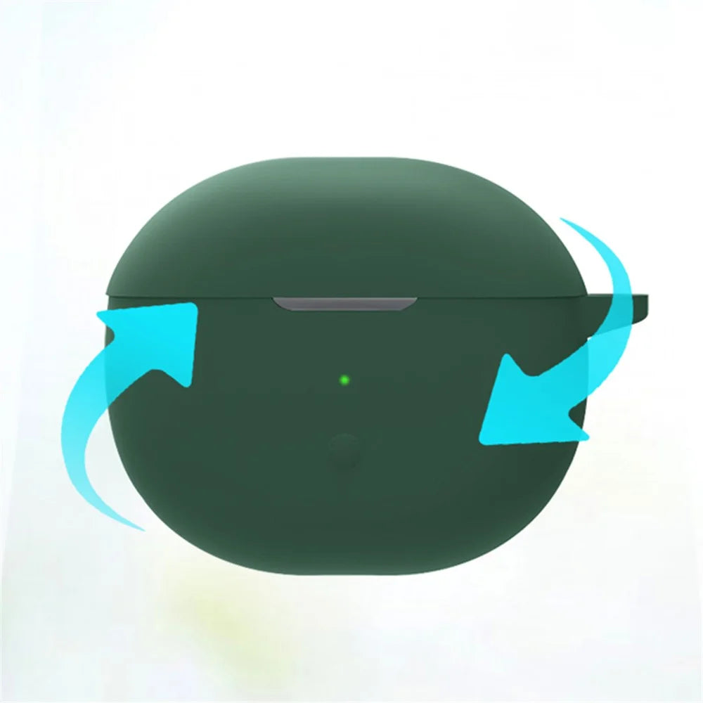 For SoundPEATS Air3-Deluxe Bluetooth-compatible Earphone Silicone Case Anti-scratch Cover with Anti-lost Buckle - Blackish Green - 4