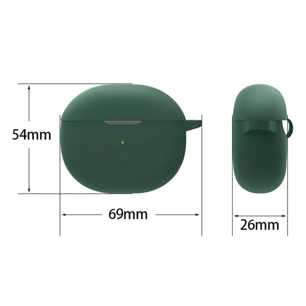 For SoundPEATS Air3-Deluxe Bluetooth-compatible Earphone Silicone Case Anti-scratch Cover with Anti-lost Buckle - Blackish Green - 6