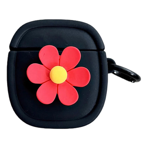 Silicone Case for Apple AirPods with Charging Case (2016) / (2019) / AirPods with Wireless Charging Case (2019) Flower Pattern Cover with Buckle - Black - 1