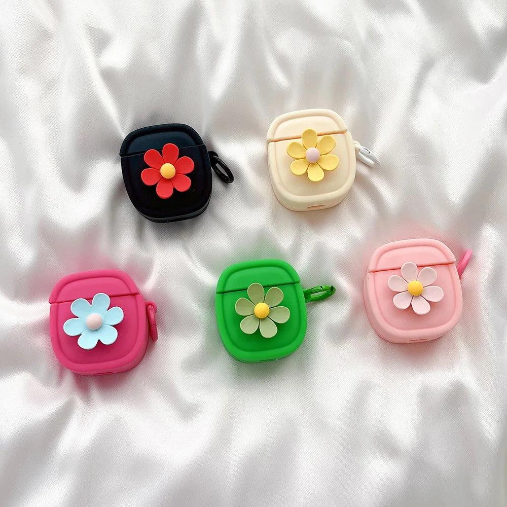 Silicone Case for Apple AirPods with Charging Case (2016) / (2019) / AirPods with Wireless Charging Case (2019) Flower Pattern Cover with Buckle - Black - 4