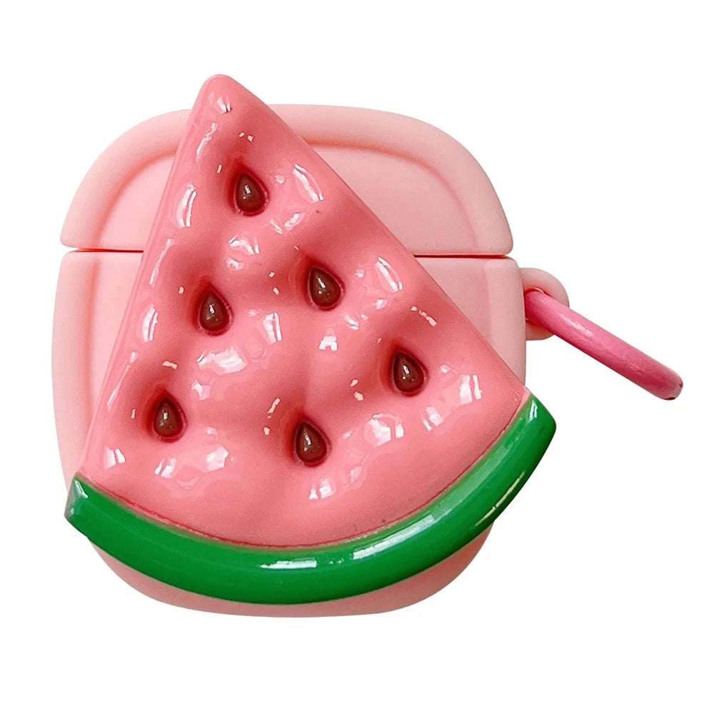 Creative Fruit Earphone Case for Apple AirPods with Charging Case (2016) / (2019) / AirPods with Wireless Charging Case (2019) Silicone Cover with Buckle - Watermelon - 1