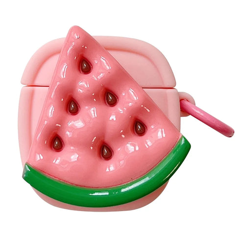 Creative Fruit Earphone Case for Apple AirPods with Charging Case (2016) / (2019) / AirPods with Wireless Charging Case (2019) Silicone Cover with Buckle - Watermelon - 1