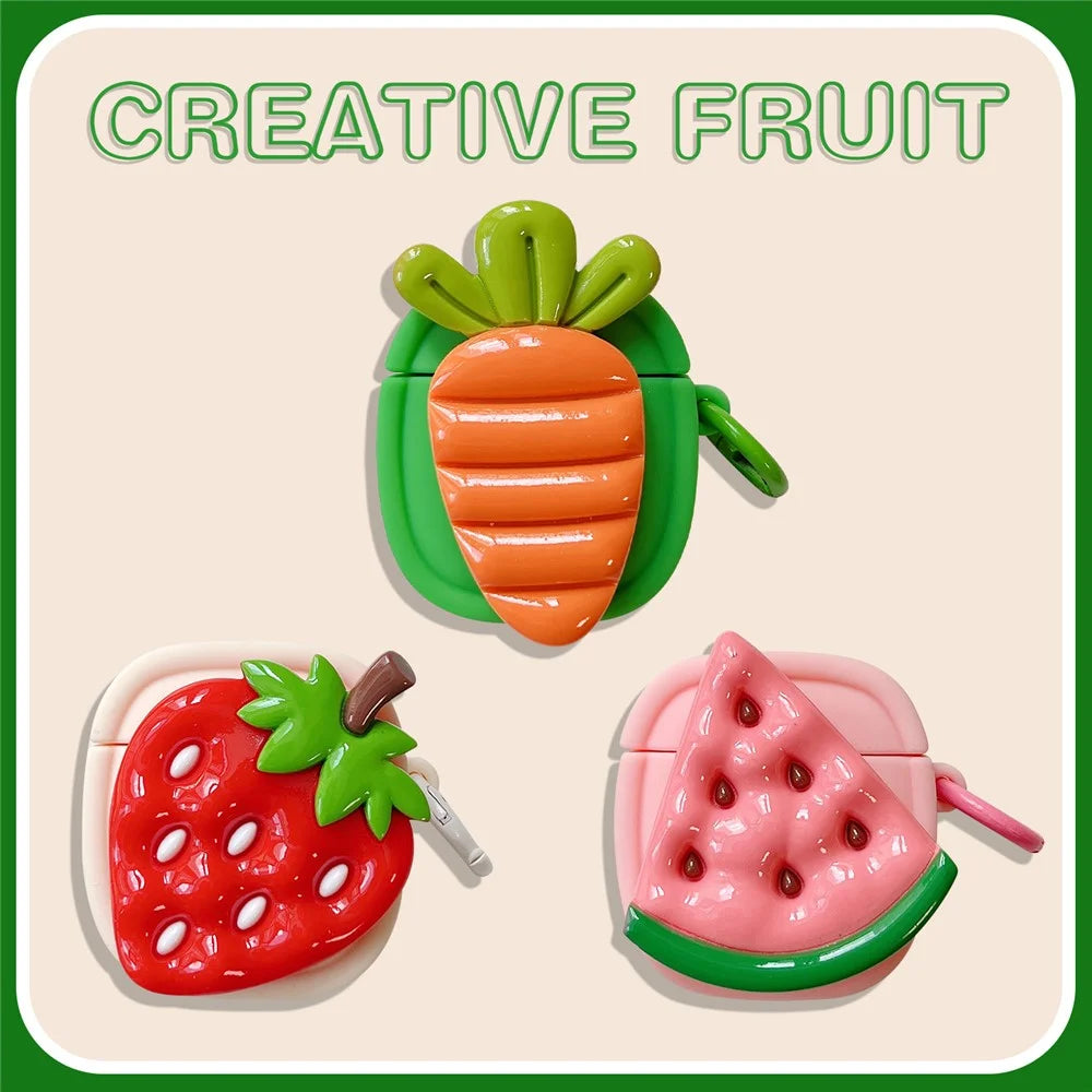 Creative Fruit Earphone Case for Apple AirPods with Charging Case (2016) / (2019) / AirPods with Wireless Charging Case (2019) Silicone Cover with Buckle - Watermelon - 3
