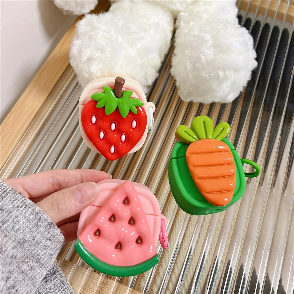 Creative Fruit Earphone Case for Apple AirPods with Charging Case (2016) / (2019) / AirPods with Wireless Charging Case (2019) Silicone Cover with Buckle - Watermelon - 6