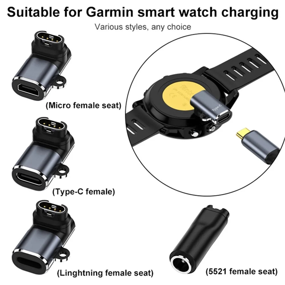 Angled Micro USB Watch Charger Connector for Garmin Smart Watch Charging Converter - 5