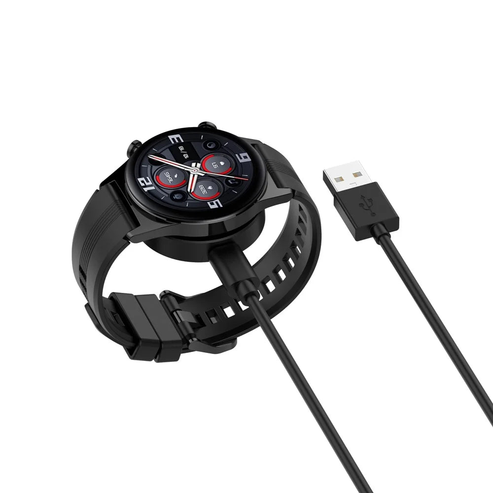1m Detachable Charging Base for Honor Watch4 Charger Smart Watch Magnetic Charging Cable - Black - 5