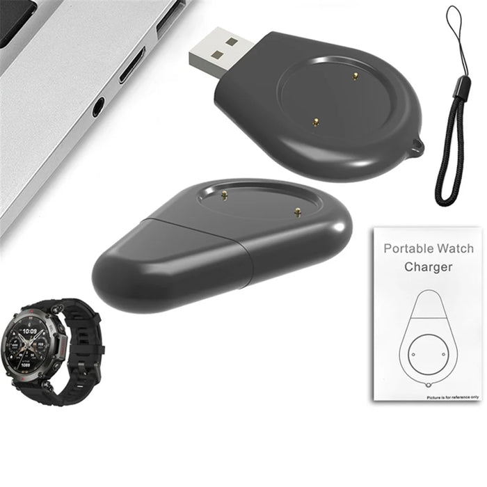 For Huami Amazfit T-rex Ultra Portable Waterdrop Shape USB Charger Smart Watch Charging Dock - 4