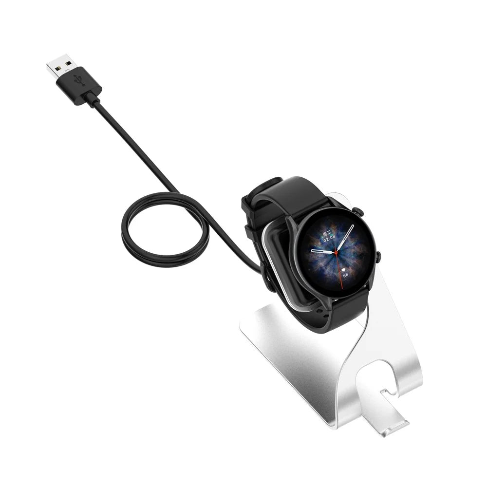 For Huami Amazfit Cheetah A2294 Metal Charging Stand Magnetic Smart Watch Charger - Silver - 6