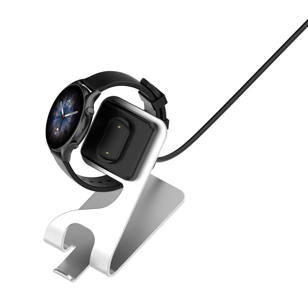 For Huami Amazfit Cheetah A2294 Metal Charging Stand Magnetic Smart Watch Charger - Silver - 7