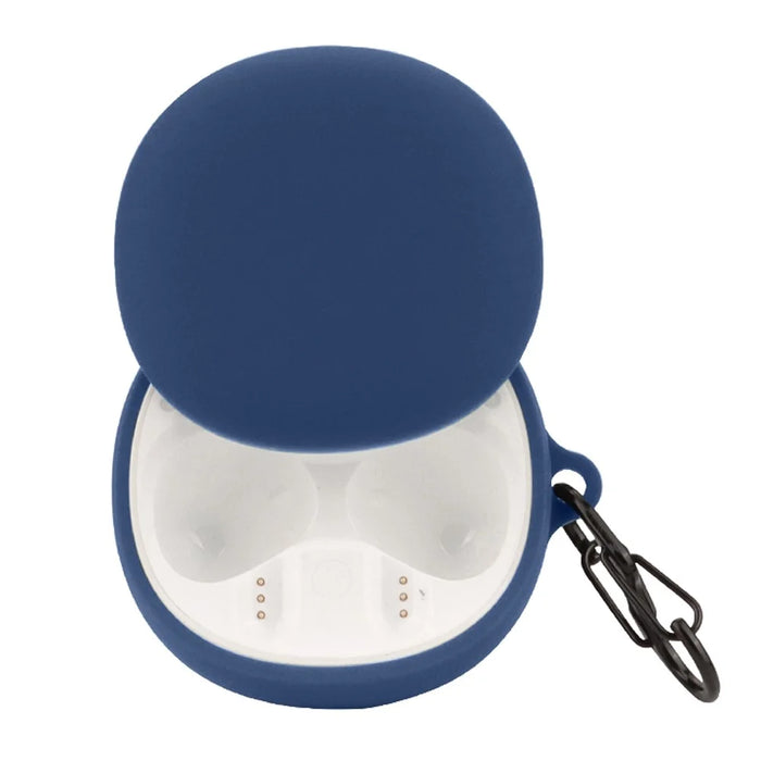 For iFLYBUDS Nano+ Bluetooth-compatible Earphone Cover Silicone Dustproof Case with Anti-lost Buckle - Dark Blue - 2