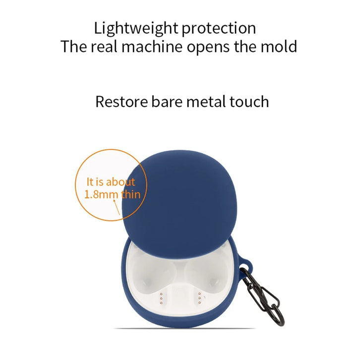 For iFLYBUDS Nano+ Bluetooth-compatible Earphone Cover Silicone Dustproof Case with Anti-lost Buckle - Dark Blue - 4
