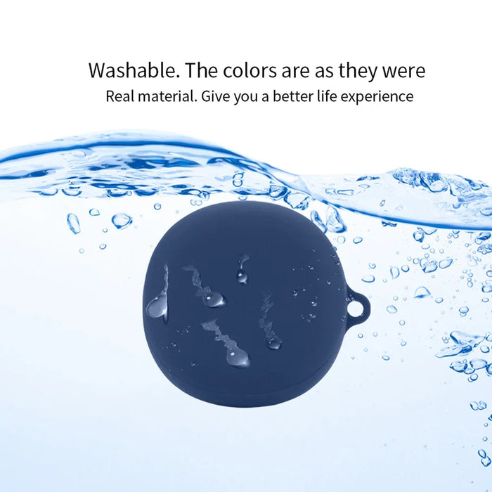 For iFLYBUDS Nano+ Bluetooth-compatible Earphone Cover Silicone Dustproof Case with Anti-lost Buckle - Dark Blue - 5