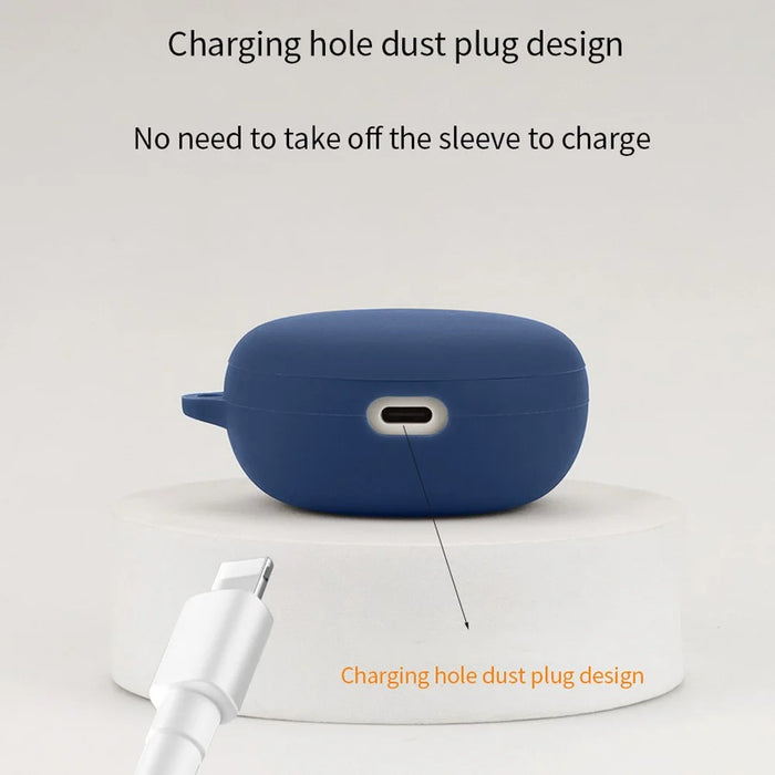 For iFLYBUDS Nano+ Bluetooth-compatible Earphone Cover Silicone Dustproof Case with Anti-lost Buckle - Dark Blue - 6