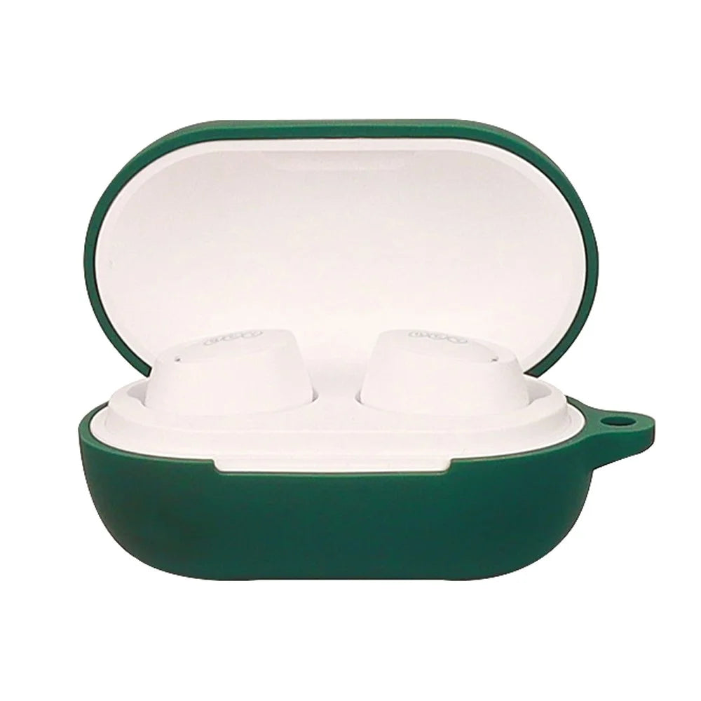 Dustproof Case for QCY ArcBuds Lite Bluetooth-compatible Earphone Silicone Cover with Anti-lost Buckle - Blackish Green - 2