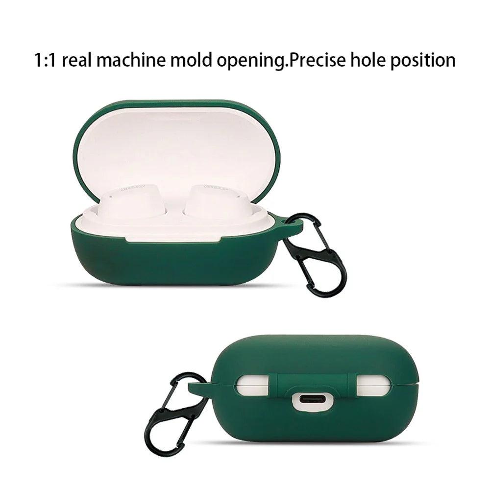 Dustproof Case for QCY ArcBuds Lite Bluetooth-compatible Earphone Silicone Cover with Anti-lost Buckle - Blackish Green - 3