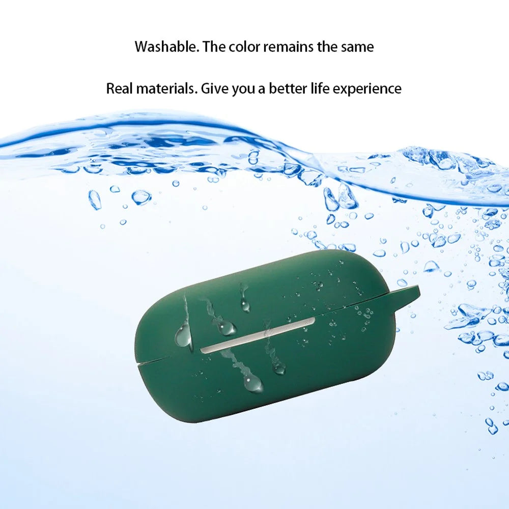 Dustproof Case for QCY ArcBuds Lite Bluetooth-compatible Earphone Silicone Cover with Anti-lost Buckle - Blackish Green - 4