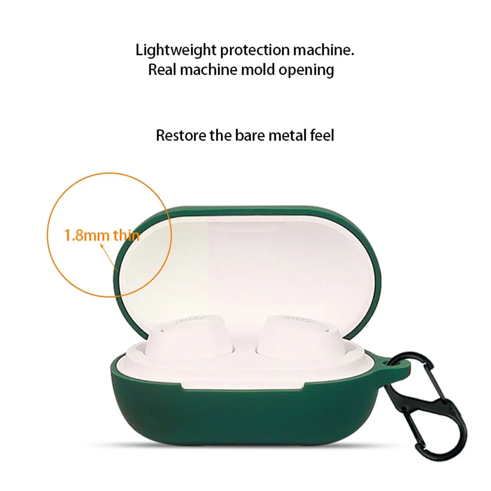Dustproof Case for QCY ArcBuds Lite Bluetooth-compatible Earphone Silicone Cover with Anti-lost Buckle - Blackish Green - 5