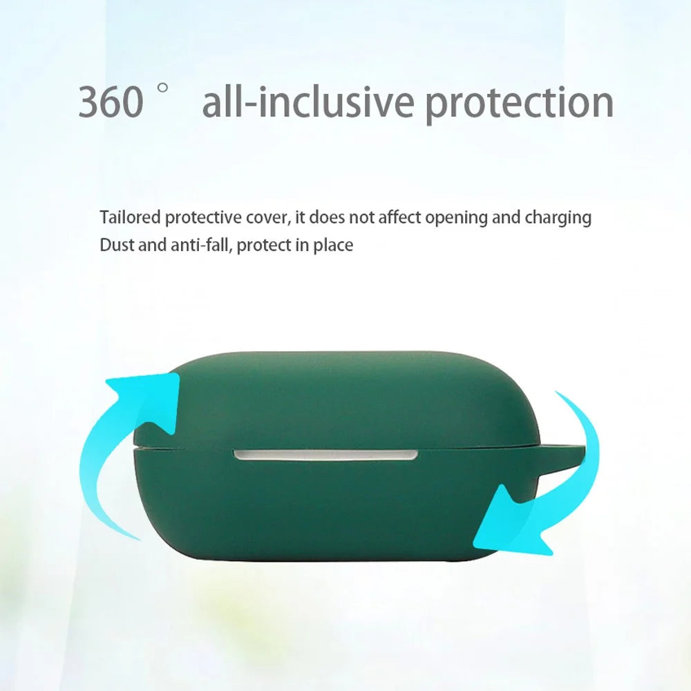 Dustproof Case for QCY ArcBuds Lite Bluetooth-compatible Earphone Silicone Cover with Anti-lost Buckle - Blackish Green - 6