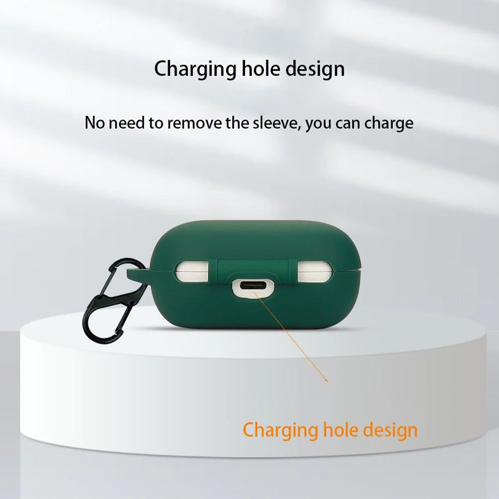 Dustproof Case for QCY ArcBuds Lite Bluetooth-compatible Earphone Silicone Cover with Anti-lost Buckle - Blackish Green - 7