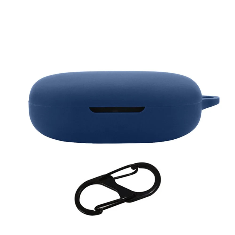 For 1MORE S50 Silicone Sleeve Drop Protection Cover Wireless Headphone Case with Hanging Buckle - Dark Blue - 1