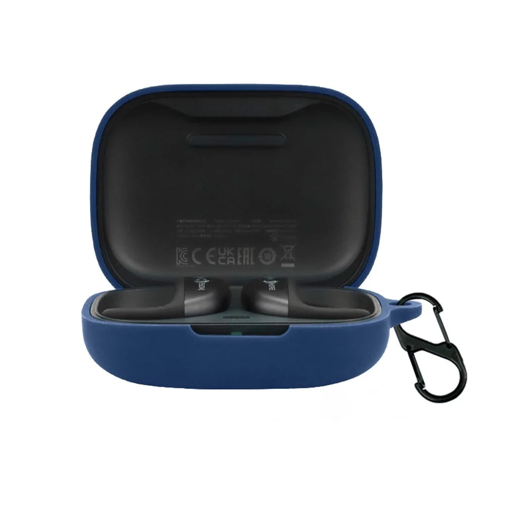 For 1MORE S50 Silicone Sleeve Drop Protection Cover Wireless Headphone Case with Hanging Buckle - Dark Blue - 2