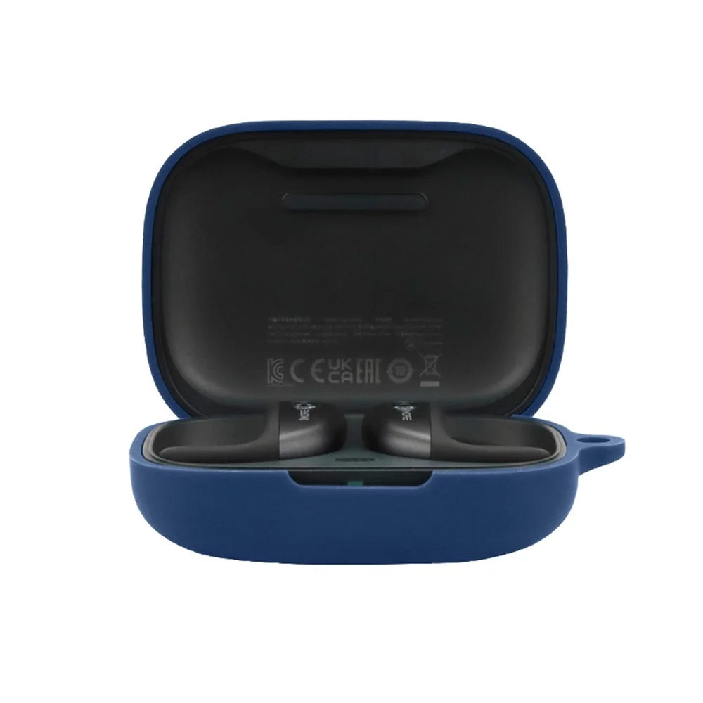 For 1MORE S50 Silicone Sleeve Drop Protection Cover Wireless Headphone Case with Hanging Buckle - Dark Blue - 3