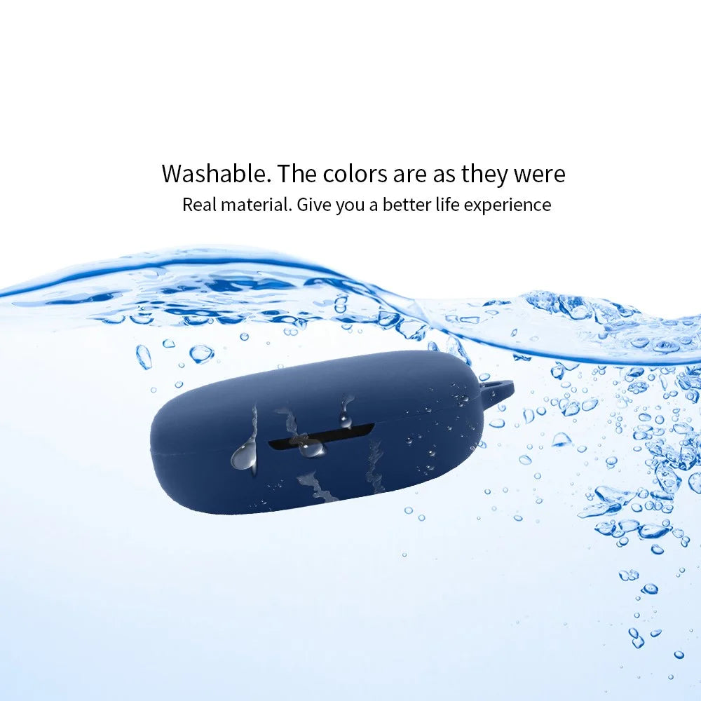 For 1MORE S50 Silicone Sleeve Drop Protection Cover Wireless Headphone Case with Hanging Buckle - Dark Blue - 6