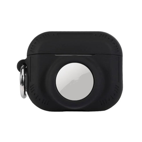 For AirPods Pro 2 + AirTag 2-in-1 Silicone Protective Cover Anti-drop Case with Ring Buckle - Black - 1
