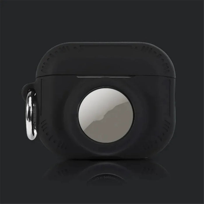 For AirPods Pro 2 + AirTag 2-in-1 Silicone Protective Cover Anti-drop Case with Ring Buckle - Black - 2