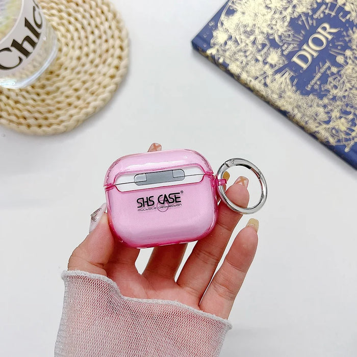 For Apple AirPods 3 Shockproof Epoxy PC Case Anti-Drop Bluetooth-compatible Earbuds Cover with Ring Buckle - Rose - 5