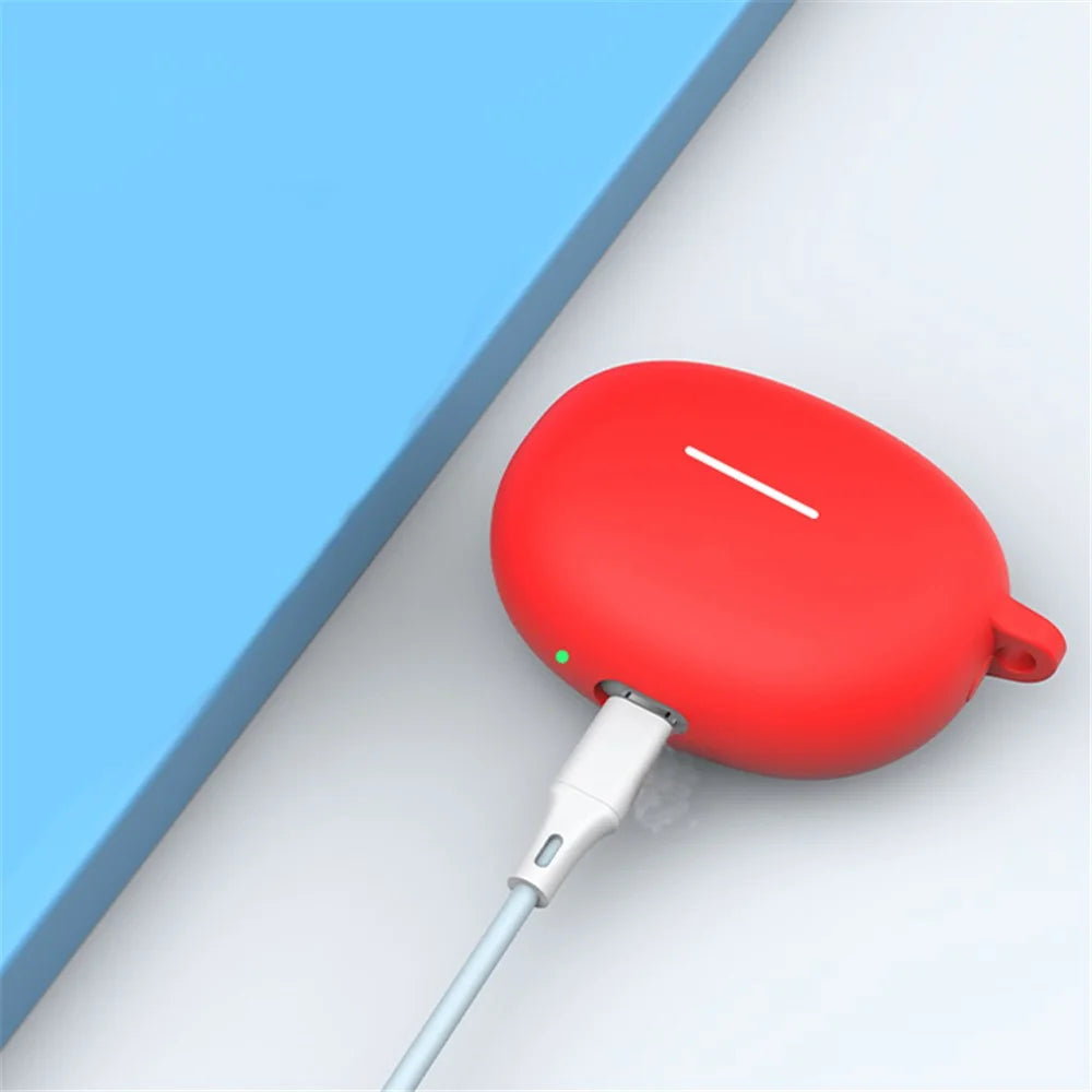 For Redmi Buds 4 Active Bluetooth-compatible Earphone Silicone Case Charging Bin Sleeve Headphone Cover with Buckle - Red - 4