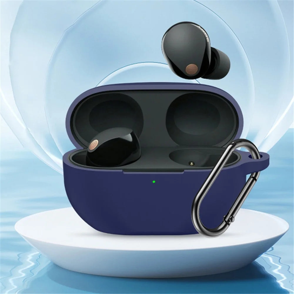 Earphone Silicone Case for Sony WF-1000XM5 , Bluetooth-compatible Earbud Anti-drop Protective Cover - Midnight Blue - 2